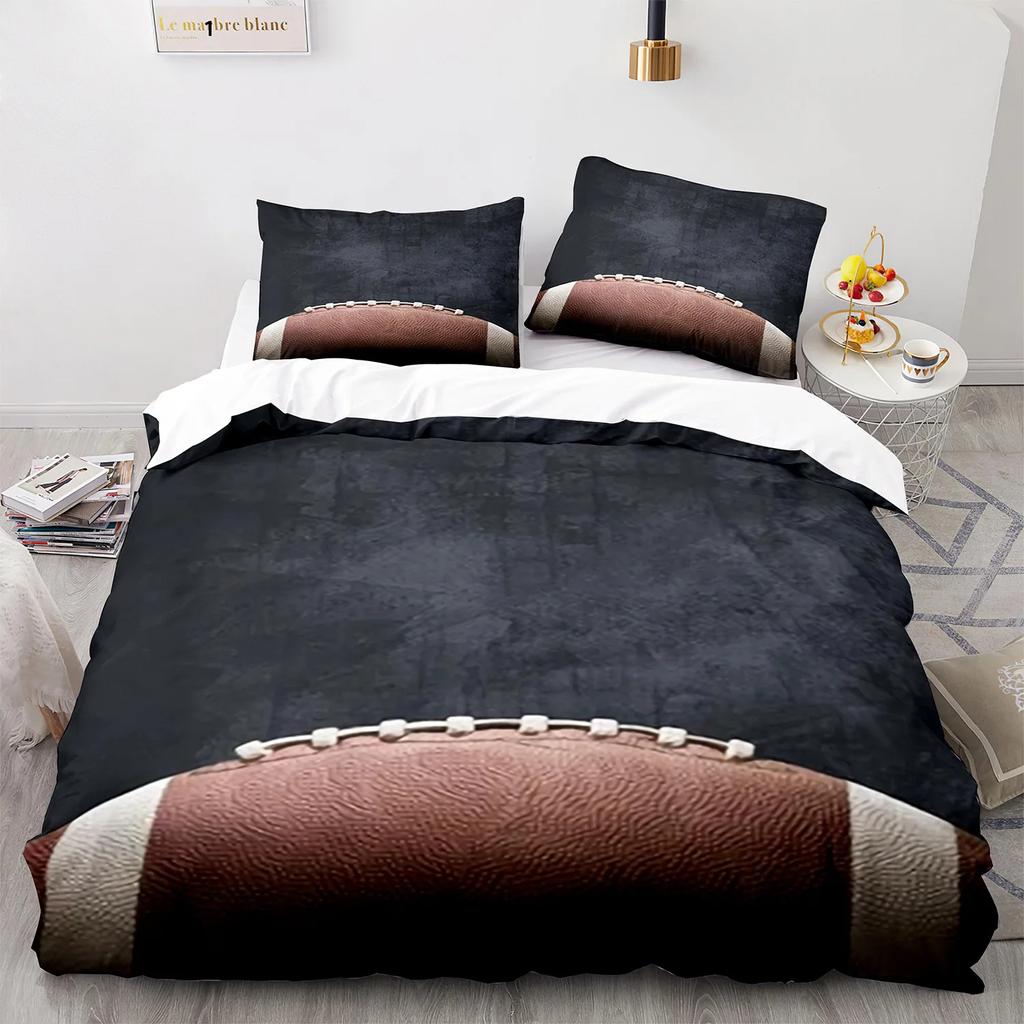 Premium Football Duvet Cover For Boys Girls Burning Football Microfiber Sports Games Theme Soft King Size Quilt Cover