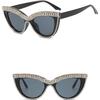 Women's Sunglasses Sun Protection UV Protection Fashion Diamond-Embedded Cats' Eye Sunglasses Anti-Blue Light Retro Plain Glasses Street Shoot Commute