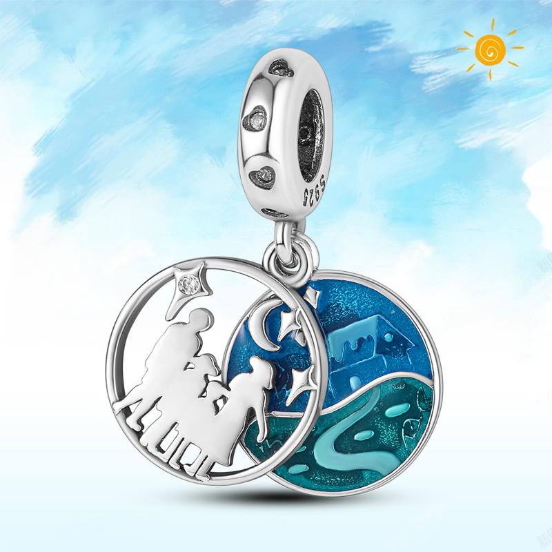 copper Authentic Charm Bead Charms Blue Sea Butterfly Whale CZ Charm Bead Charms Bead Charms Compatible With Authentic Accessories Bracelets Do It You