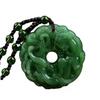 Fashionable green jade hand carved dragon hollow jade pendant necklace talisman lucky jewelry gift