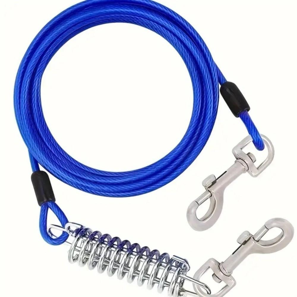 Durable Flexible Double Head Pet Wire Rope with Spring Heavy-Duty Dog Tie Out Cable 3M Steel Buckle Long Leash Pet