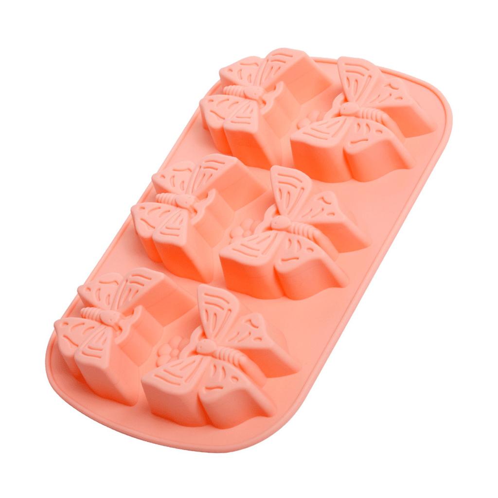 6-cavity Heart/Butterfly Shape Silicone Mold Fondant Mousse Cake Decorating Tool for Making Chocolate Candy Soap