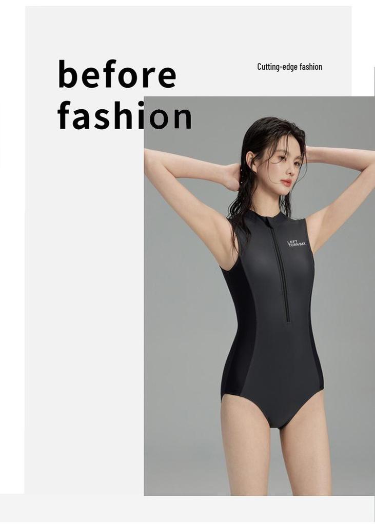 2026 Plus Size Sleeveless Racing Swimsuit with Zipper