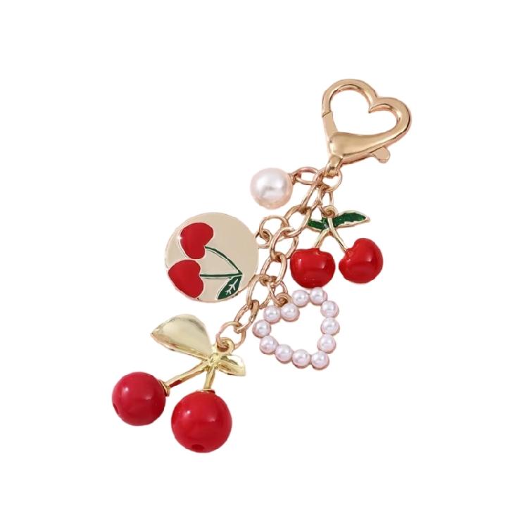 Unique Cherrys Love Lock Keychain Charm Elegant Designs Key Holder Accessory Portable for Fashionable Individuals