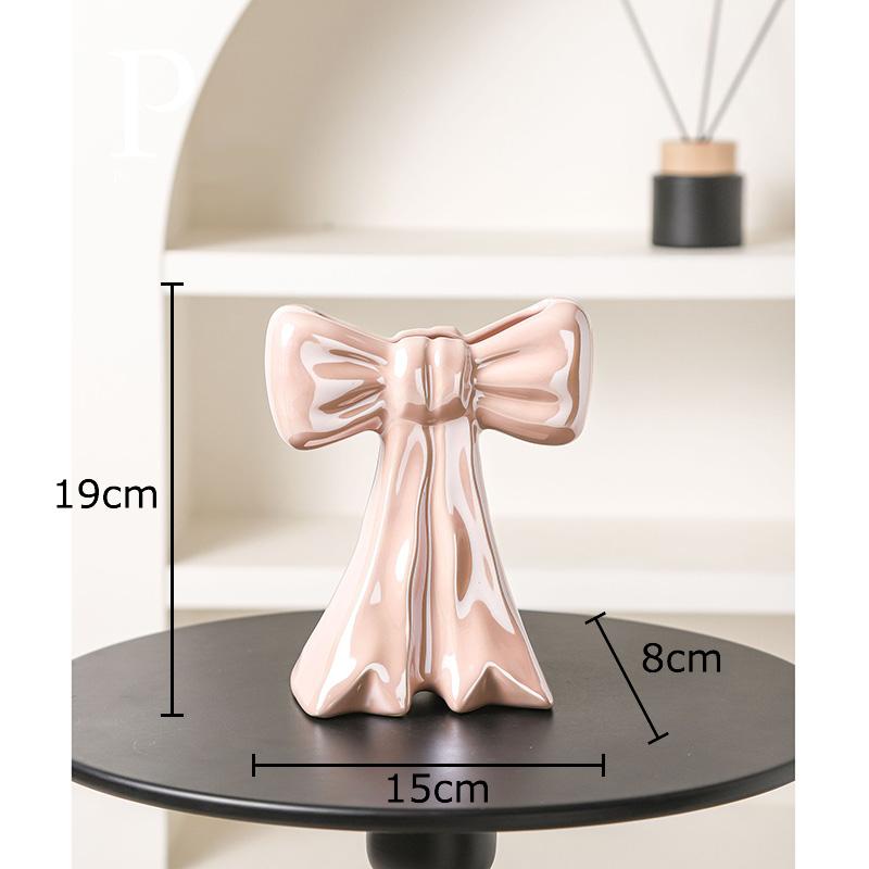 Reizende Schleife Keramikvase Pflanzgefäße Tischdekoration Blumenarrangement Glänzendes Porzellan Blumenvase Raum Ästhetische Dekoration
