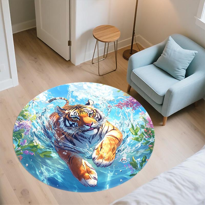 Marine Animals,Round Area Rug,Carpet Rug for Living Room Bedroom Sofa Playroom Decor,Non-slip Floor Mat
