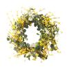 Artificial Spring Wreath for Front Door Yellow Flower Floral Wreath for Indoor Outdoor Home Decor 19.7in Outer Diameter
