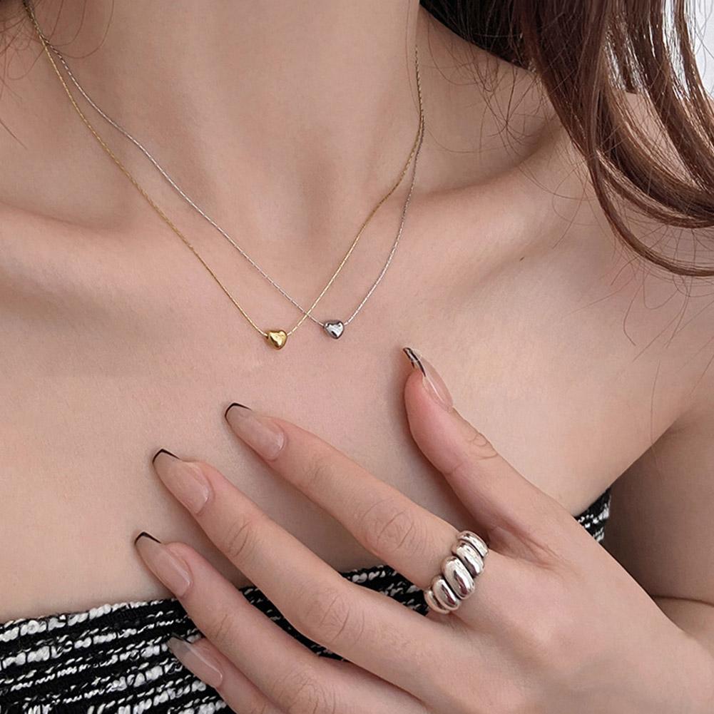 Heart Necklace Women Minimalist Collarbone Chain Ins Simple Cold Style Alloy Jewelry Gift Elegant Pendant Trendy Necklace