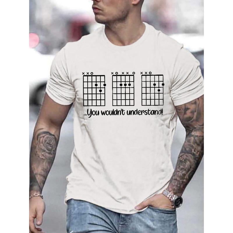 

Мужская спортивно-повседневная модная футболка с принтом диаграммы гитарных аккордов, круглый вырез, легкая эластичность, летний повседневный стиль, стандартный крой - Взрослая футболка S белый