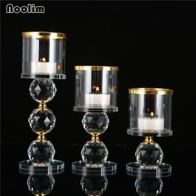 Crystal Glass Candle Holders – Elegant Candlestick for Living Room & Dining Table Decor