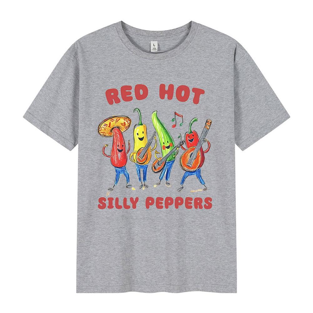 Funny T Shirt Red Hot Silly Peppers Fashion Print Vintage Men Women Oversized Hip Hop Tshirt 100 Cotton Streetwear Tshirts