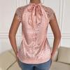 New Fashion Women's Summer Shirt Leopard Print Half Turtle Collar Shirt Lace Sleeve Pullover