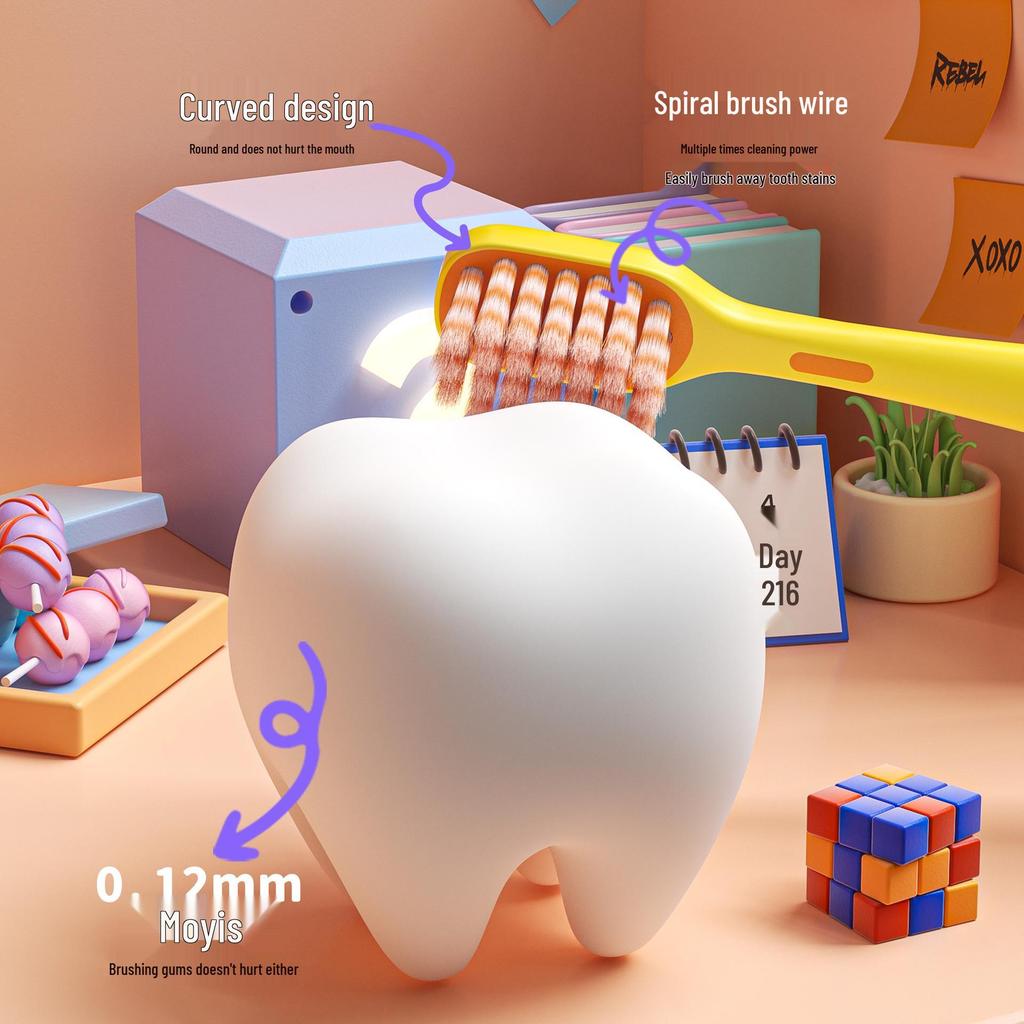Fun Cheese Spiral Toothbrush for Kids: Soft Bristles, Ages 3-12