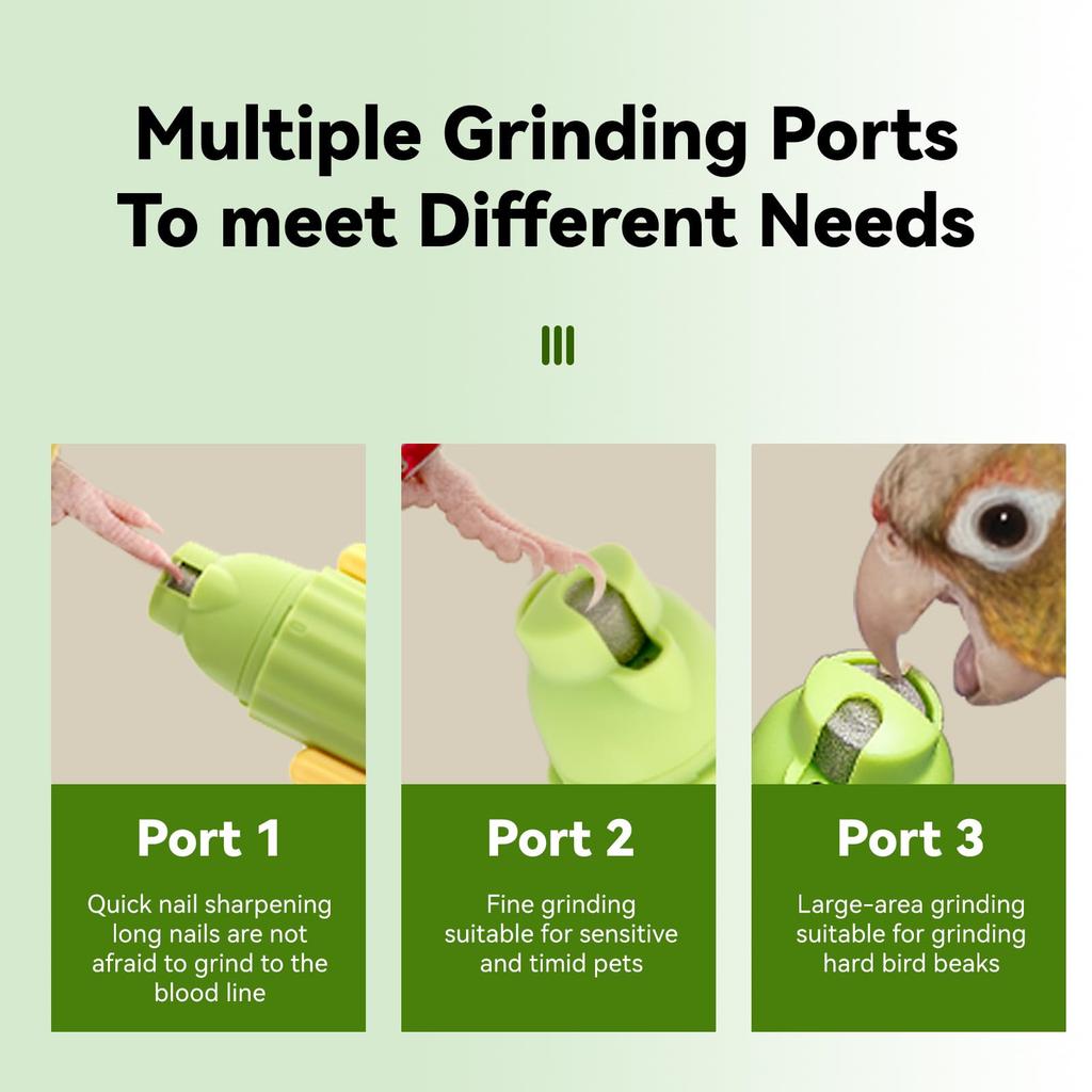 Ulepszony Pilnik do Pazurów dla Ptaków i Obcinacz do Pazurów z Lampą LED, 2-biegowy Elektryczny Akumulatorowy Kamień do Szlifowania Dzioba Ptaka