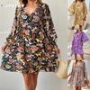 JPNTKY Fashion Autumn Winter Long Sleeve V-Neck Casual Dresses