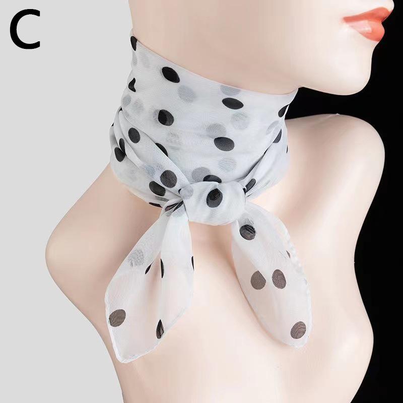 Vierkante Chiffonsjaal Zonbescherming Dunne Sjaals Zachte Wikkelsjaal Polkadot Damesaccessoires