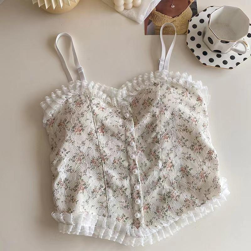 

#Lace sling vest, beautiful back inside and outside, with chest pad backing top One size fits all