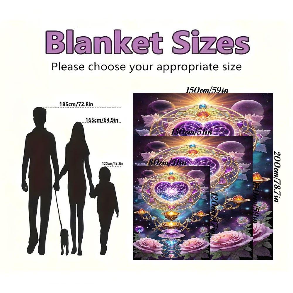 "Enchanted Mandala Crystal Heart Decor"Blanket Flannel Throw Blanket for Sofa, Bed, Travel, Camping, Office