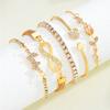 17KM 5pcs Exquisite Butterfly Bracelet Set For Women Vintage Rhinestone Heart Infinity Cuff Bangle Daily Wear Jewelry Gift