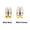 2 Type Gold Plated RCA Male or Female Jack Plug Socket Audio Video Locking Cable Connector Solder Non Solder Solder-Free Adapter