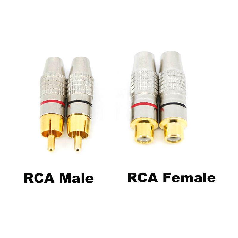 2 Type Gold Plated RCA Male or Female Jack Plug Socket Audio Video Locking Cable Connector Solder Non Solder Solder-Free Adapter