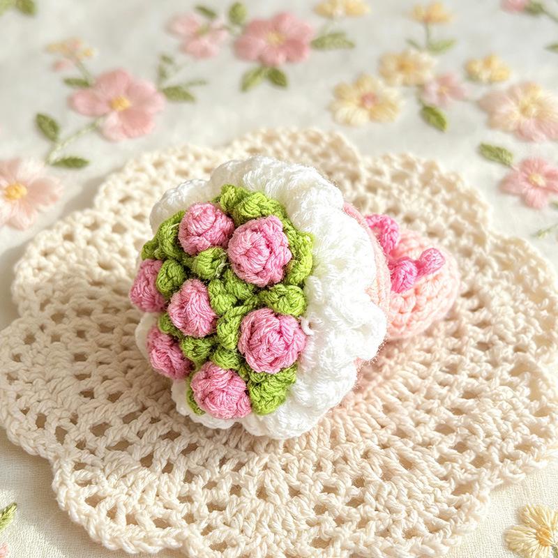Handmade Crochet Rose Keychain Ornament - Valentine's Day Gift