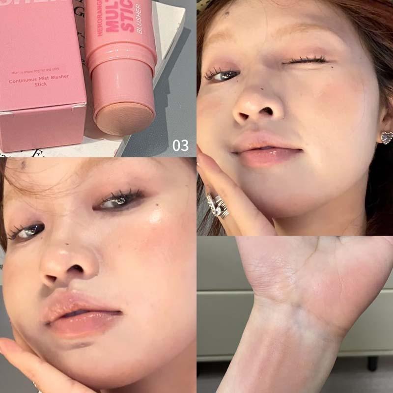 Korean-Style Youthful Girl's Soft Mist Blush Stick, Natural Matte, Brightening, Youthful, Glowing Skin, Student Blush Cream for Women
