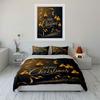 Golden Merry Christmas Decor Bedding Duvet Cover Set Duvet Cover Pillowcases  (1*Duvet Cover 2*Pillowcases, without duvet insert)