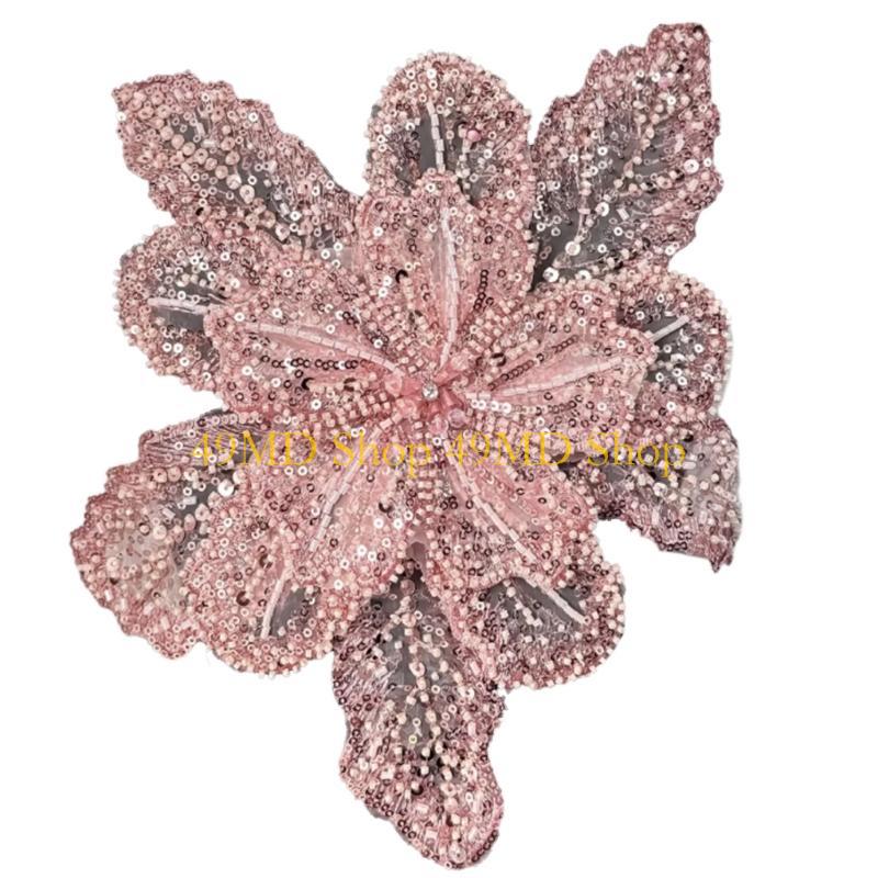 49MD Eye-Catching Flower Applique Sequined Sewing On Patches for Wedding Dress