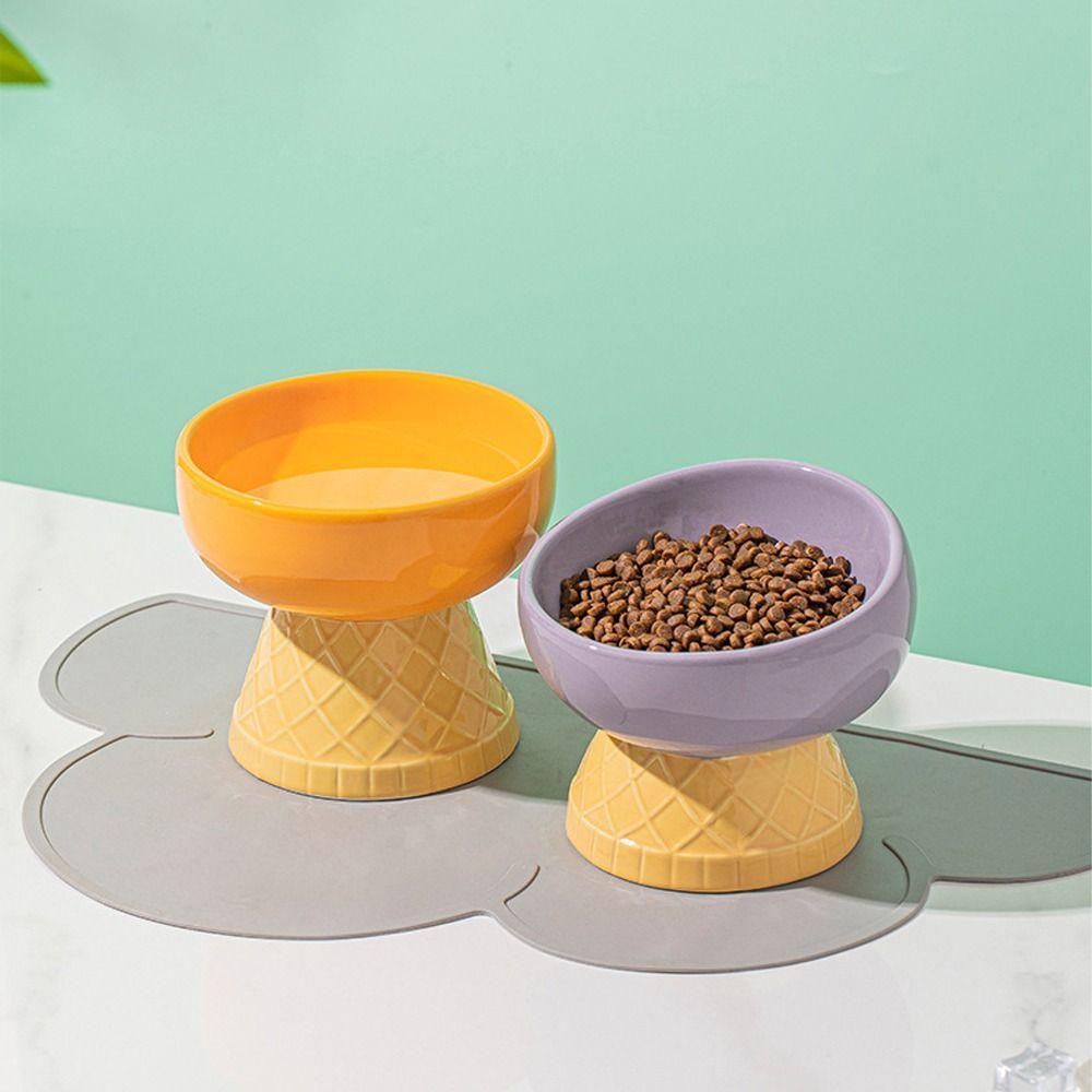 Anti Overturning Ceramic Pet Bowl Oblique Mouth Raised Cat Bowl Pet Feeding Dish  Pet Feeding