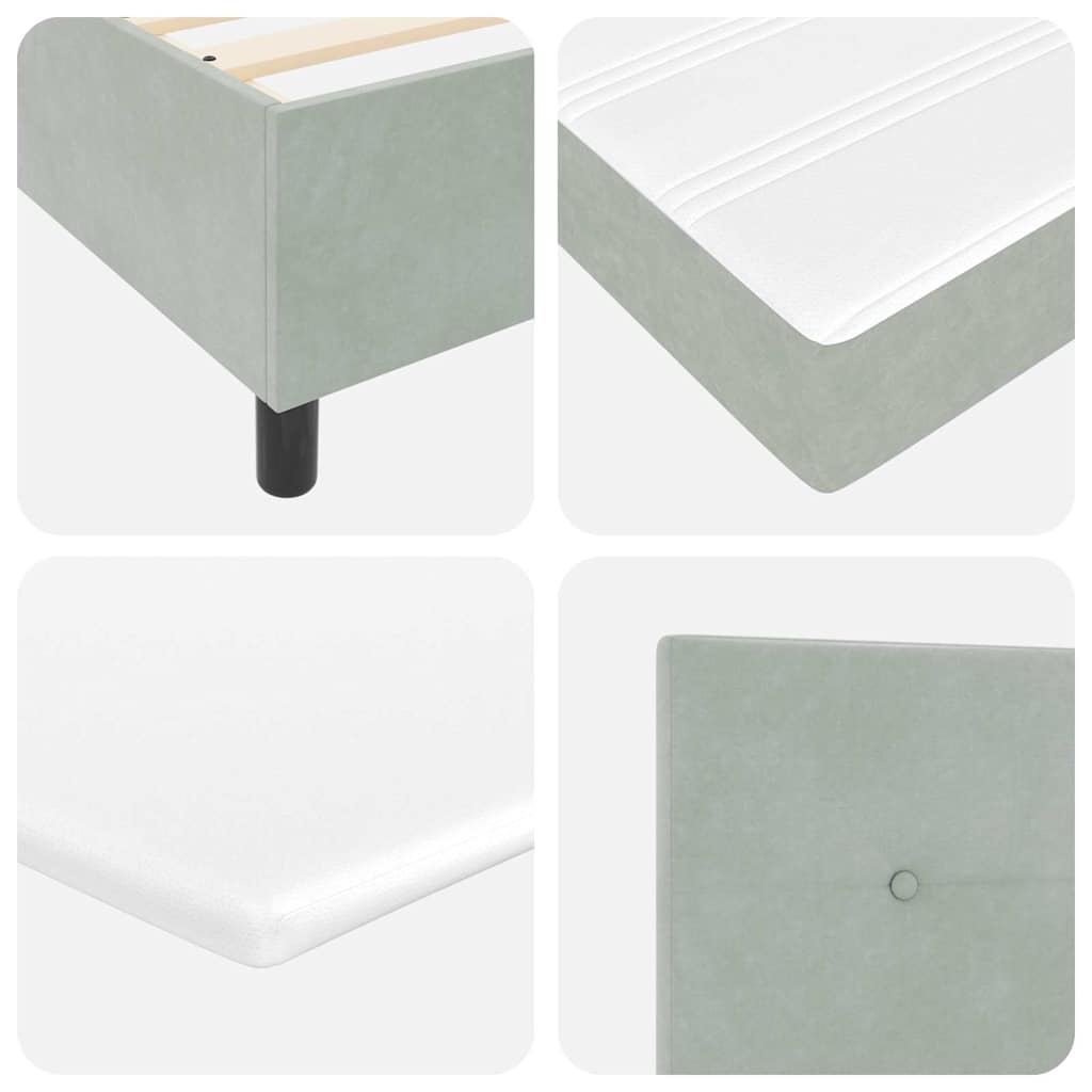 Box Spring Bed with Mattress Light Grey 120 x 200 cm Velvet