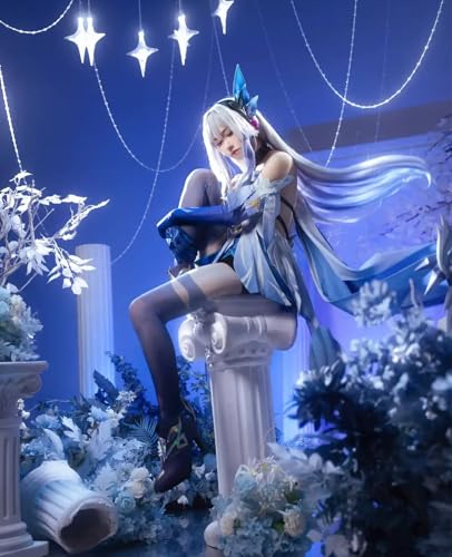 NOKIJP Skark Wig, Genshin Impact Cosplay, Heat-Resistant, Smooth, Easy To Style, Genshin Impact Snezhnaya Skark, Tartaglia's Master