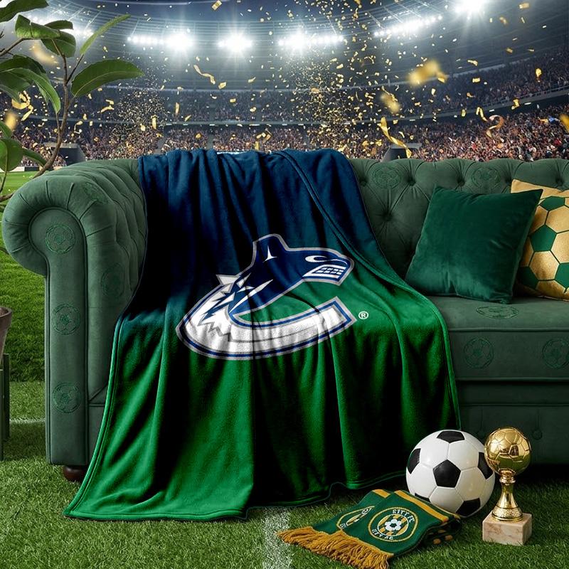 Hockey Team Vancouver-Canucks Throws Blanket Flannel Blankets Plush for Couch Bed Gifts for Men Women Travel picnic blanket Christmas fan gifts