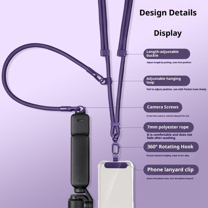 Adjustable Detachable Crossbody Strap for Mobile Phones and Pocket 3 Cameras Secure Anti Loss Design Phone Chain Lanyard
