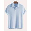 Men Waffle Knit Turn Down Collar Short Sleeve Polo Shirt Casual Breathable Solid Daily Tops