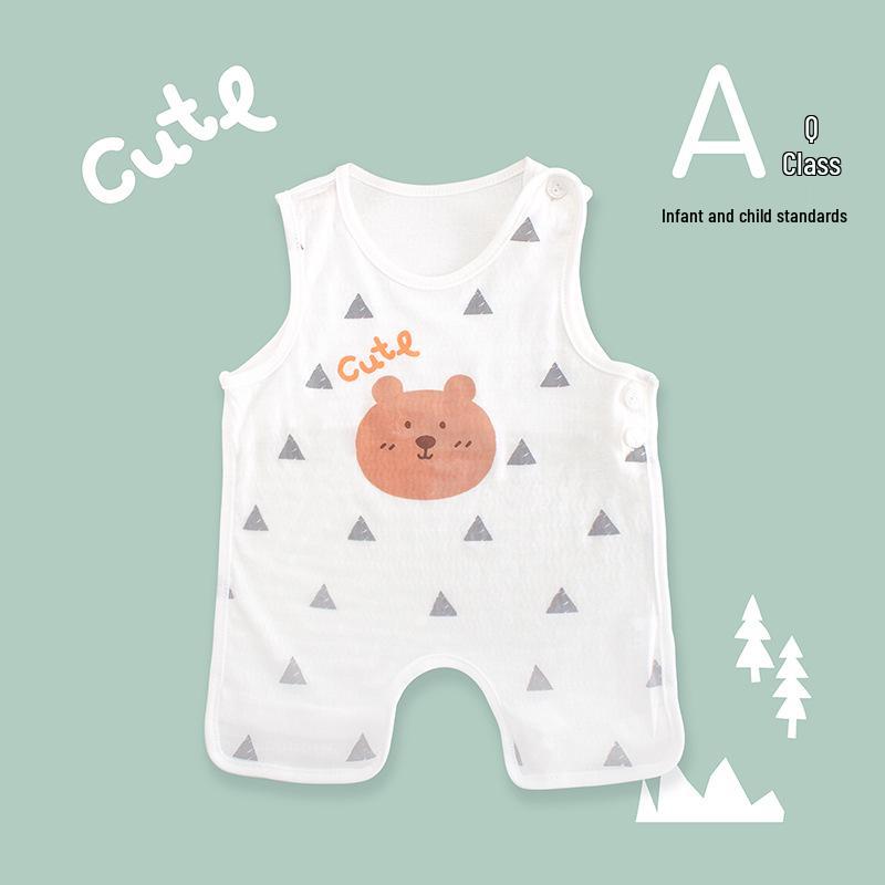 Bavoir d'été mignon Tao Baby en coton à demi-dos et leggings fins protecteur de ventre pour nouveau-nés