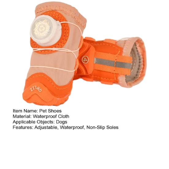 2Pcs Waterproof Pet Shoes All-Terrain Dog Shoes with Non-Slip Soles And Dial Adjustment Protective Dog Boots for Snow Rainy Days Hot Pavement Hiking