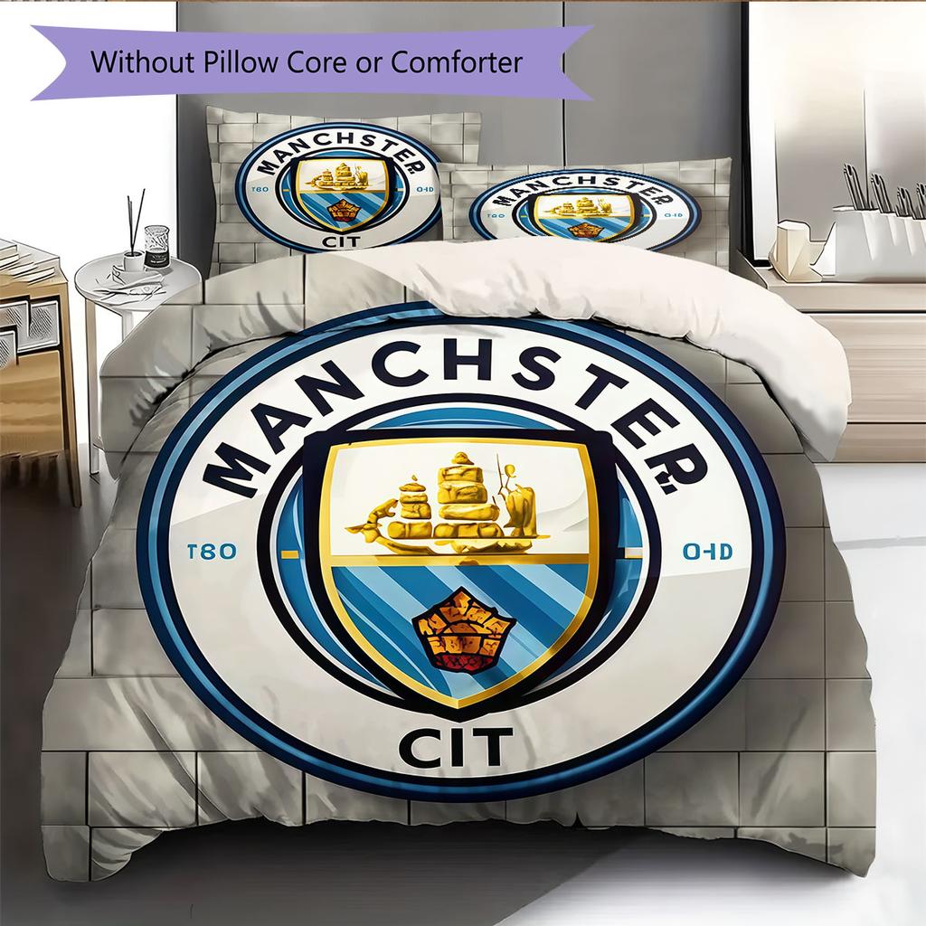 Neat MCFC Frames Bedding Quilt Set Quilt Cover Pillowcase Home Decoration Birthday Gift (1 * Duvet Cover + 2 * Pillowcase, Without Core)