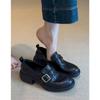 Thick-soled One-pedal Belt Buckle Loafers British Style Not Tired Feet Small Leather Shoes Single Shoes