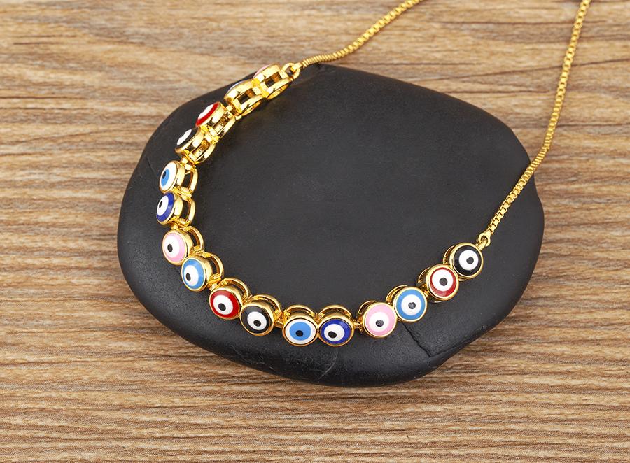 Nidin Luxury Men 4 Colors Evil Eye Beads Chain Bracelets Bangles Adjustable Party Wedding Elegant  Jewelry Gift For Female Male