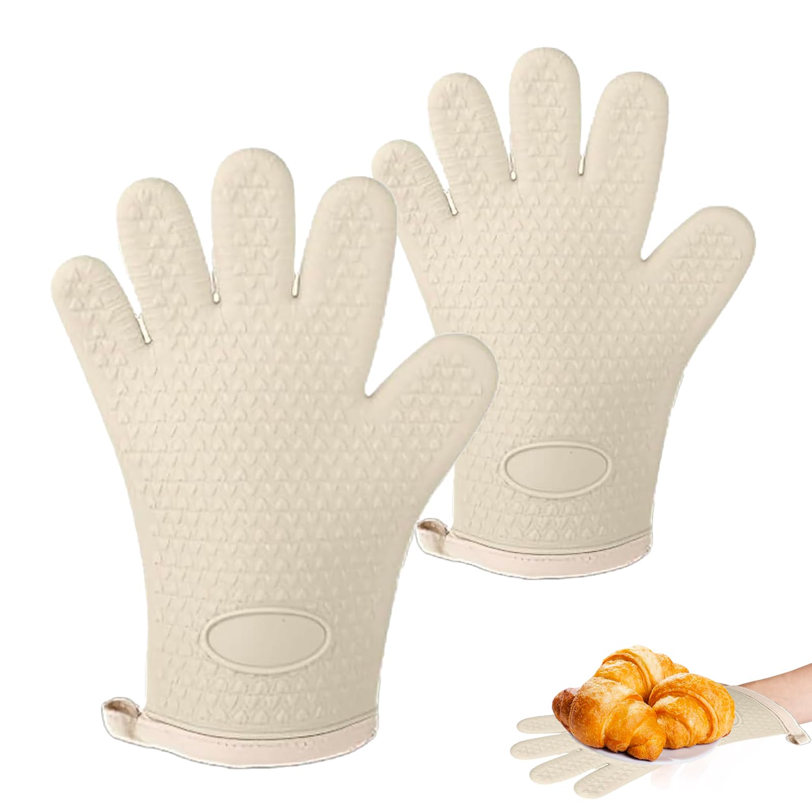 

Oven Silicone Set of Silicone Up to Perfect for Microwave Baking Hot Pot Home and BBQs Heat-Resistant Mitts, Mitts, 2, Five-Finger Mitts, Waterproof, белый