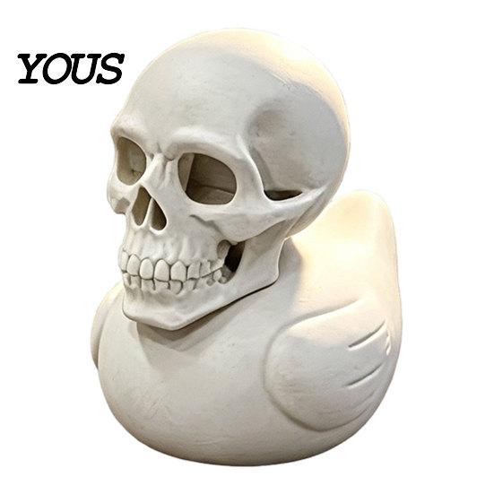 Sculpture Unique Crâne et Canard Ornement Imprimé en 3D, Figurine Gothique, Décoration d'Halloween Créative Haut de Gamme Texturée pour Maison Bureau Chambre Salon
