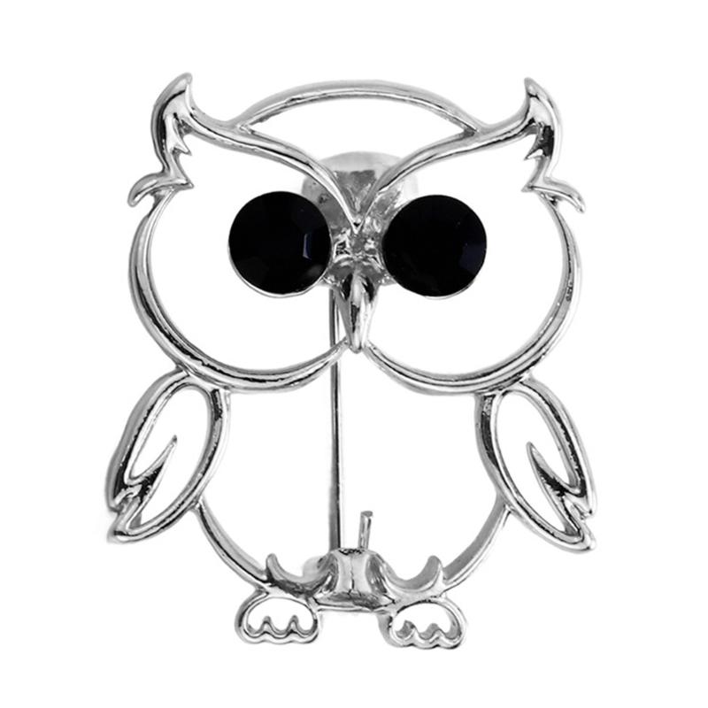 Polished Owl Brooch Fashionable Zinc Alloy Jewelry Lightweight Design For Women Men Gift Gold Silver Option
