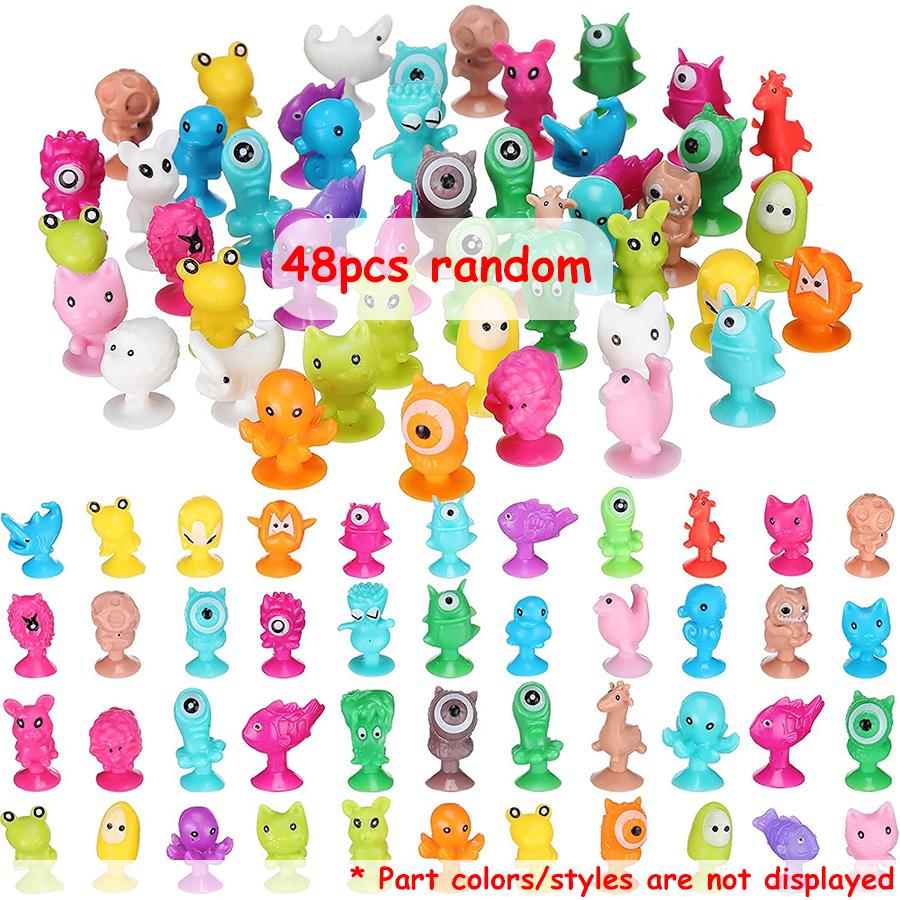 12-48Pcs Mini Suction Cup Monster Dolls Cute Car Dashboard Decor Ornaments Flexible Figurines Novelty Vehicle Decor Accessories