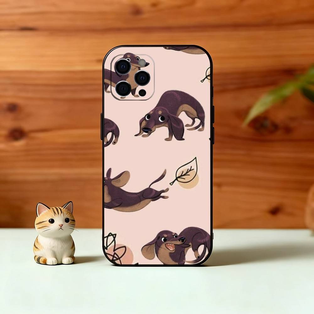 C-Cute C-Cartoon D-Dackel Handyhülle Für iPhone 17, 16,15,14,13,12,11 Plus,Pro Max, Andere Weiche Schwarze Hülle
