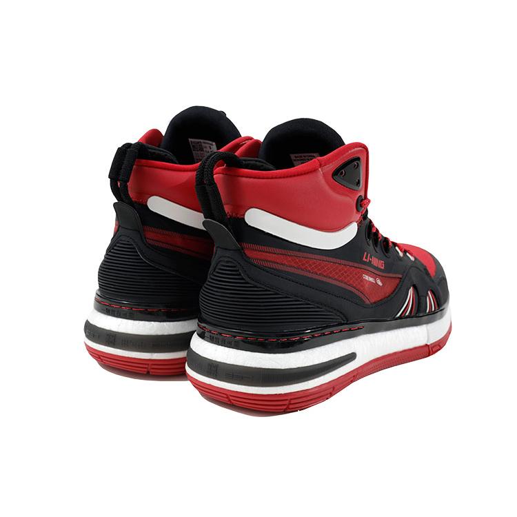 New LiNing 937 Rebound Breathable Wear Resistant Slip Resistant High Top Vintage Basketball Shoes Men's Red Black ABAR009-7