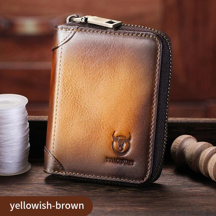 BULLCAPTAIN Leather Men's Key Bag Wallet  Fashion Storage Bags Car Cover Compact Mini Card Holder Coin Purse Man Butler Keychain
