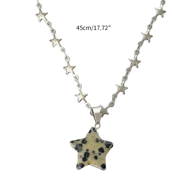 Sternanhänger Halskette Schlüsselbein Kette Gepunkteter Stein Choker Kette Halskette Pullover Kette Feinschmuck Geschenk für Frauen