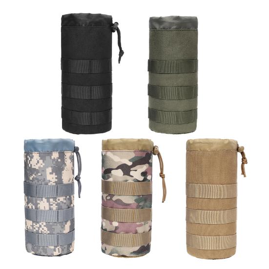 Husă tactică pentru sticle de apă, suport pentru sticle de apă sport, cu șnur deschis în partea de sus și plasă de jos, atașat la centura de rucsac, vestă