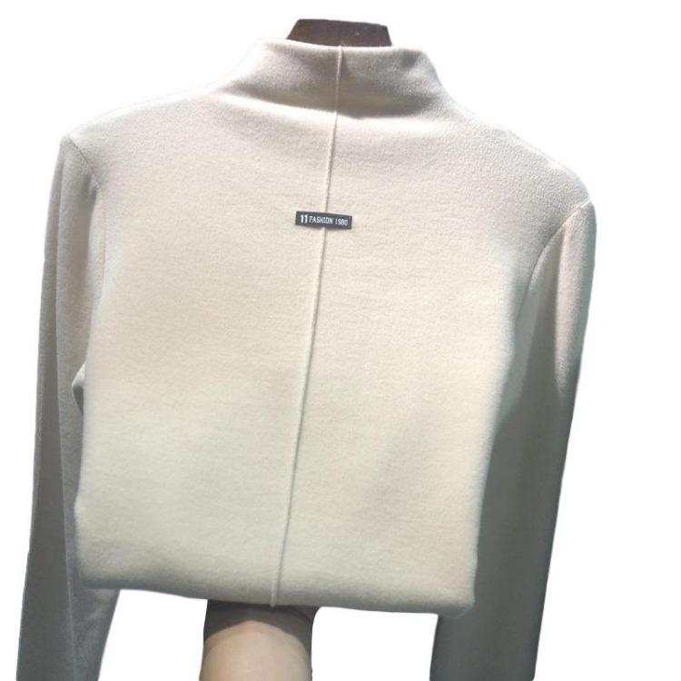 Double Faced Velvet Women Sweater High Collar Shirt with Bottomed Top